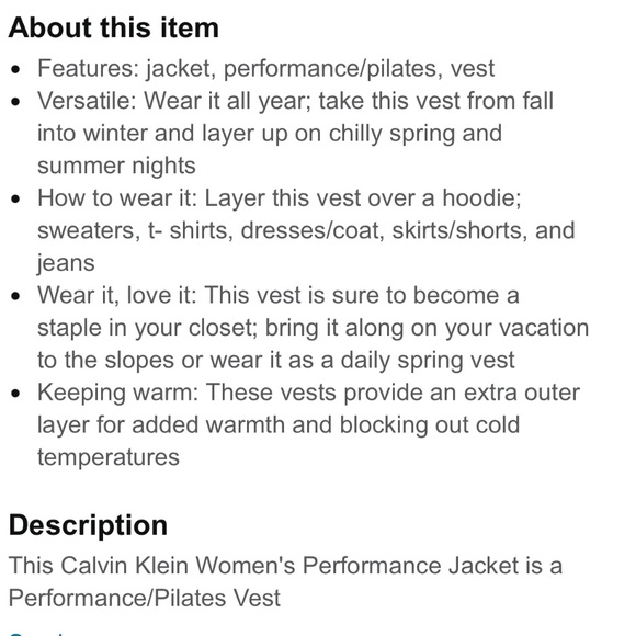 Calvin Klein Performance Vest, Size L, NWT - Picture 15 of 15